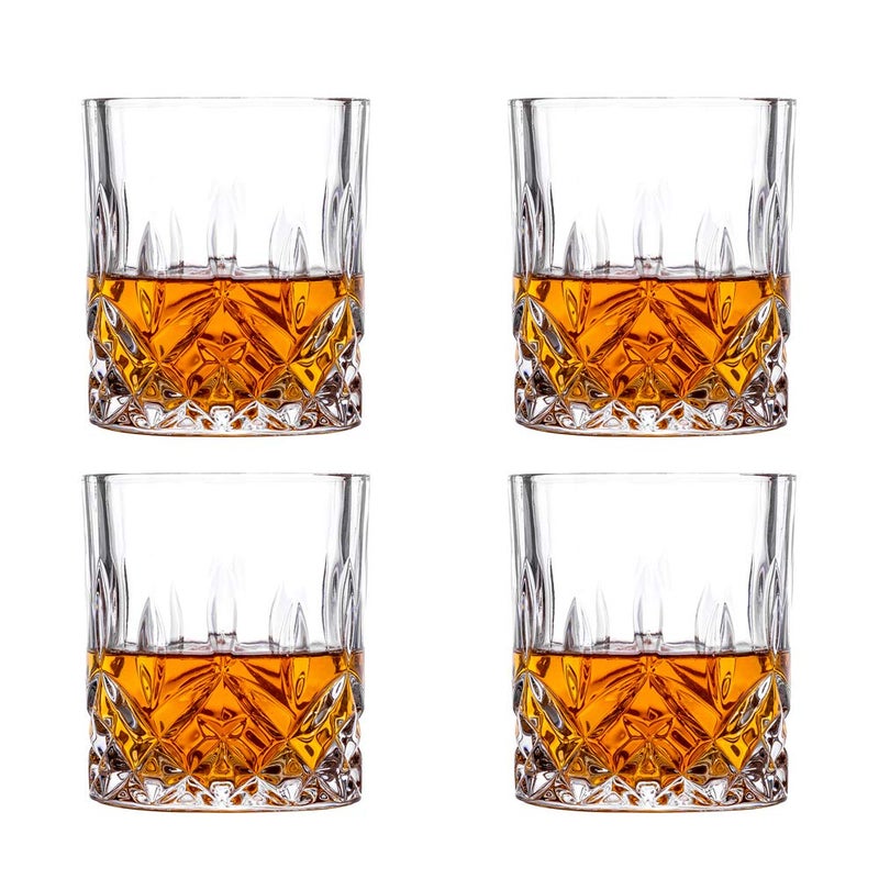 Amlong Crystal Lead-Free Double Old Fashioned Crystal Whiskey Glass - Classic Stylish Design â€“ Perfect for Scotch, Bourbon, Cognac and Cocktail Glasses, 9 oz., Set of 4 With Gift Box - Image 3